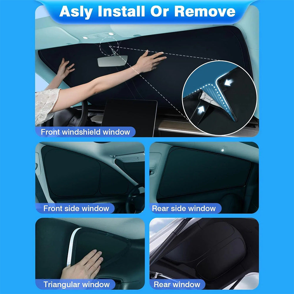 Privacy Curtains & Full Window Sunshades For Tesla Model Y (2022-2026)