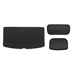 Top view of Tesla Model Y L liners bundle including front boot liner, boot liner and lower boot liner