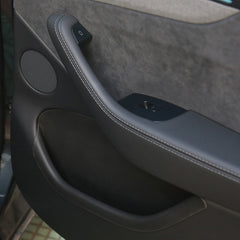 Door storage tray installed in the front door pocket of Model Y L for better organization