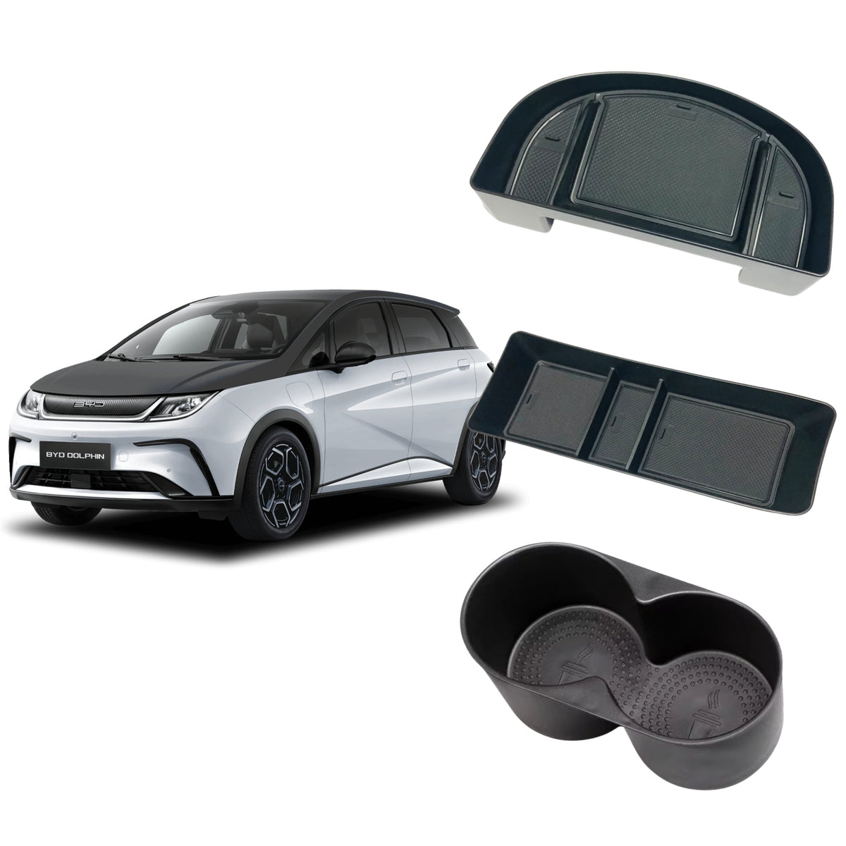 Console Tray + Cup Holder +Screen Rear Storage Tray For BYD Dolphin (2023-2026)