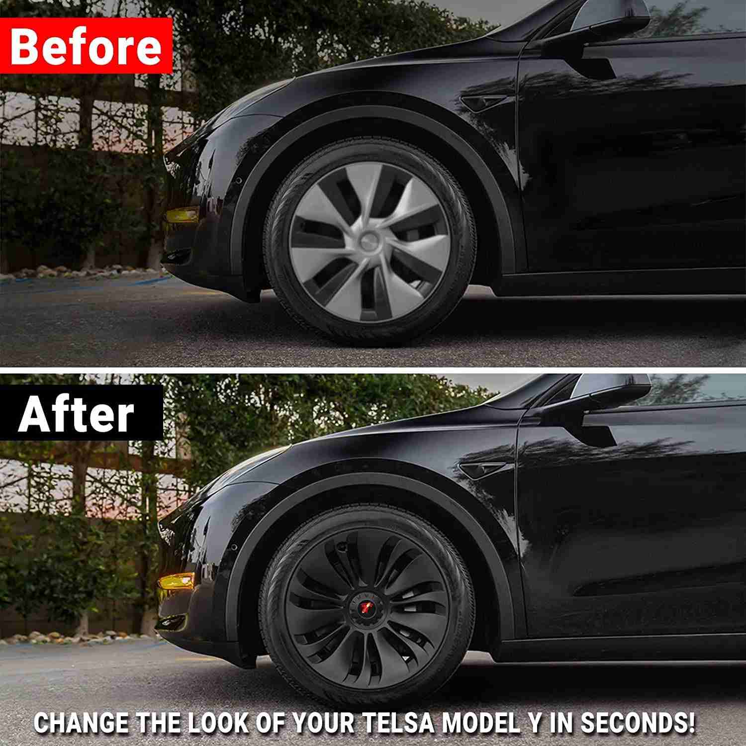 19‘’ Gemini Wheel Covers Matt Black For Tesla Model Y (2022-2024)