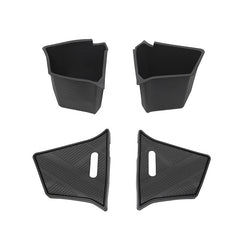 Carpeted lid covers for trunk storage boxes matching the original Model Y L cargo area